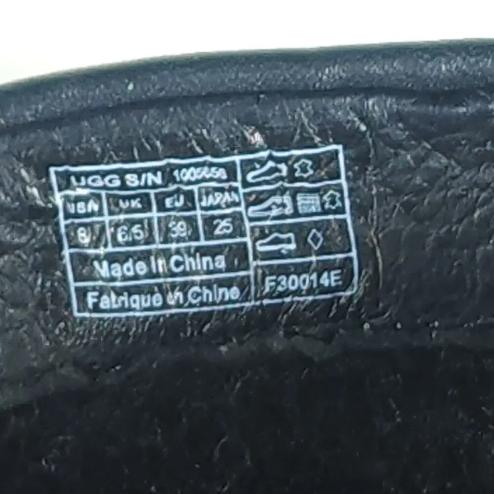 UGG Women's Charlotte US8 Black Leather Wool Lined Heeled Ankle Booties Boots